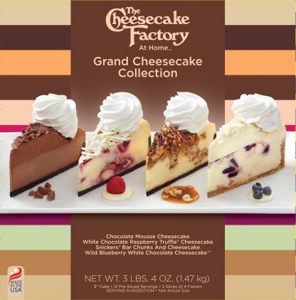 The Cheesecake Factory Grand collection of Cheesecakes; Chocolate Mouse, White Chocolate Rasberry Truffle, Snicker Bar Chunks & Wild Blueberry White Chocolate